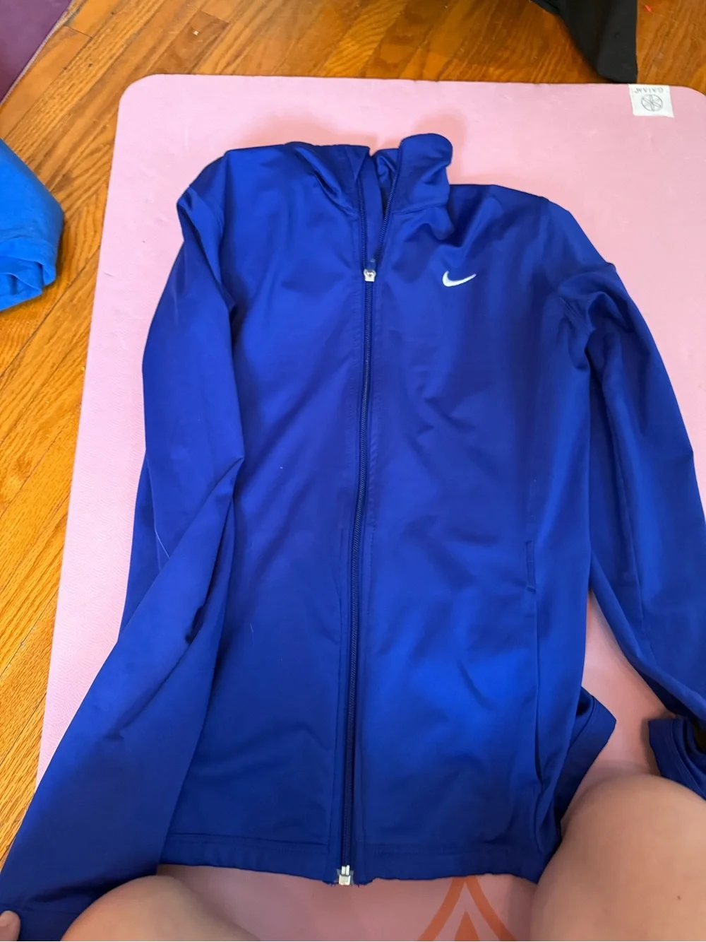 Nike Blue Full-Zip Track Jacket with White Swoosh